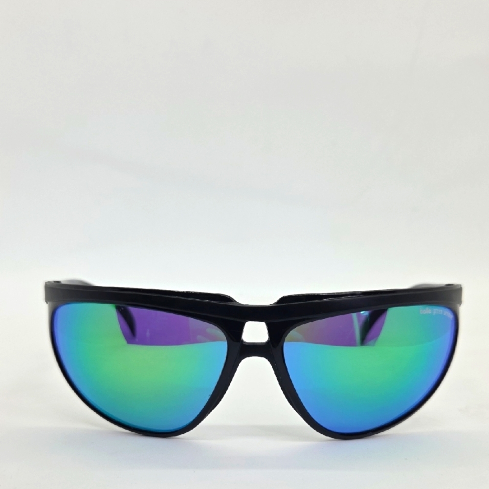 Vintage Rare Bolle Viper Green Venom Black Sunglasses with Blue/Green Lenses